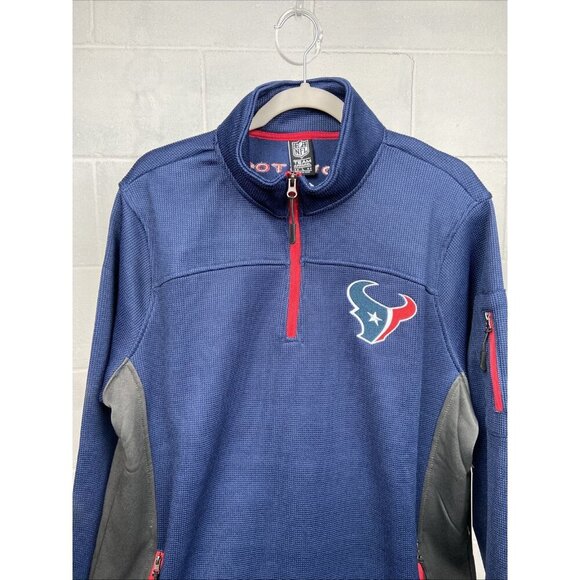 NWT Houston Texans Waffle Knit Quarter Zip Pullover Mens NFL Team Apparel Unisex - Picture 2 of 10